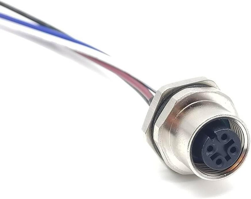 Elecbee M12 Connector 4Pin Female Bulkhead A Coded Aviation Socket Waterproof Straight Non-shield Panel Mount Receptacle with Wires 1M（3.28ft） AWG22 Power Connection Wireable Cable Industrial Round Connectors - Image 5